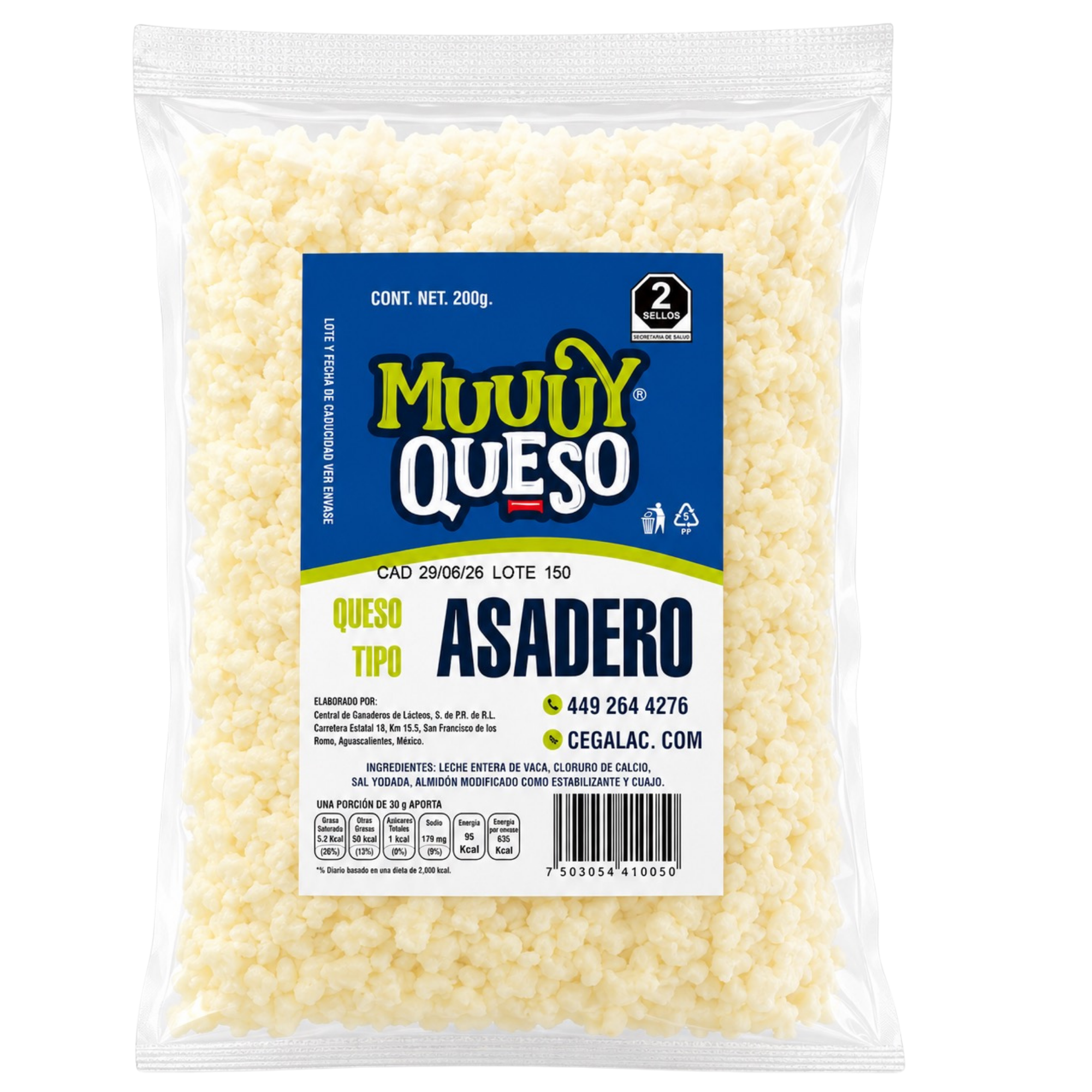 Queso tipo Asadero rallado 200 g