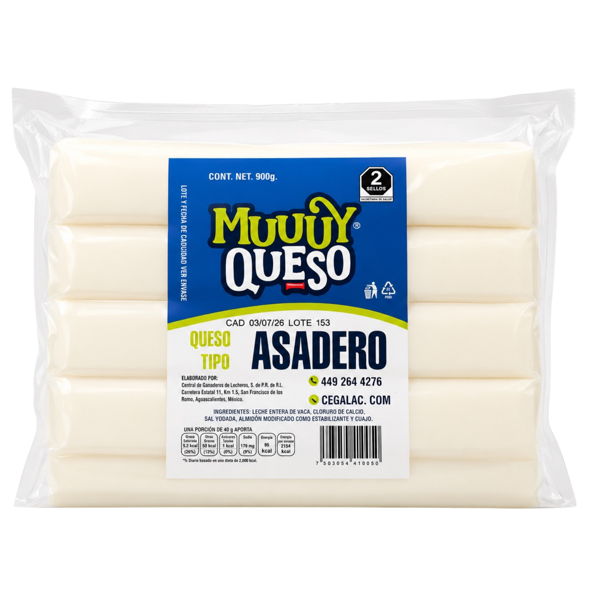 Queso tipo Asadero en tira 900 g