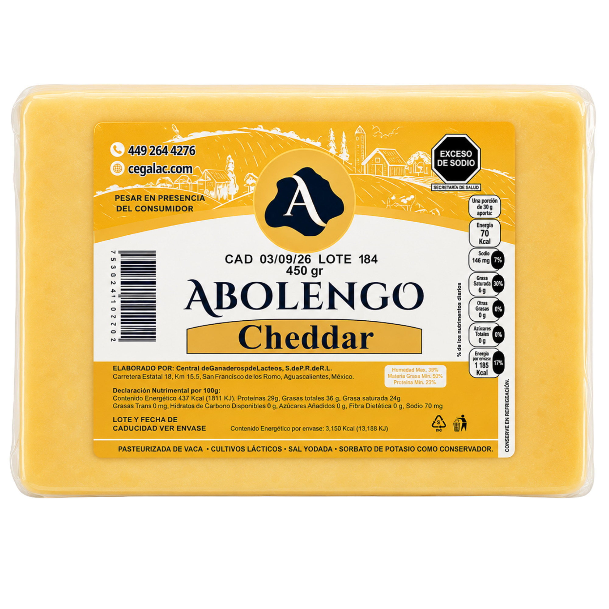 Queso cheddar 1 kg