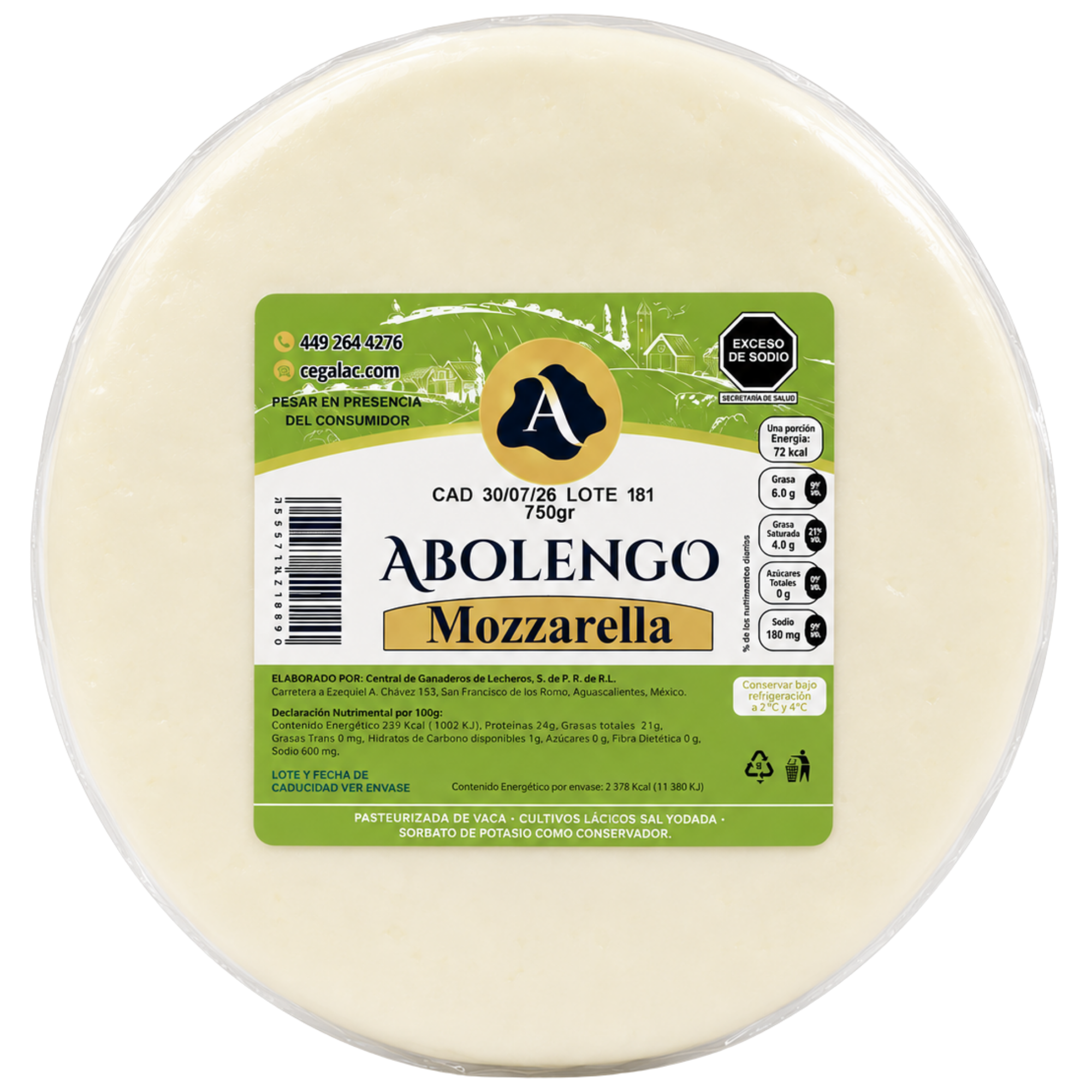Queso mozzarella 450 g